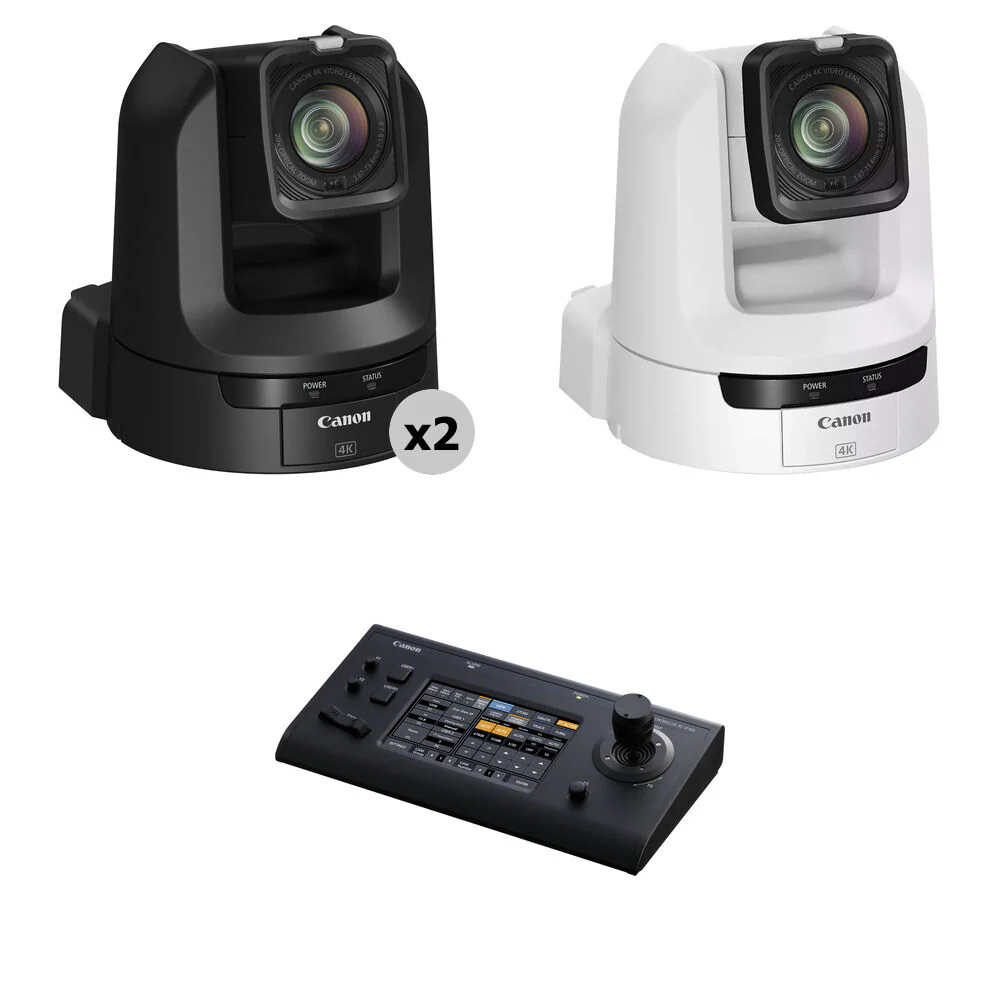 Canon CR-N300 4K NDI 20x Zoom PTZ 3-Camera Kit with Touchscreen Controller (1 x White, 2 x Black)