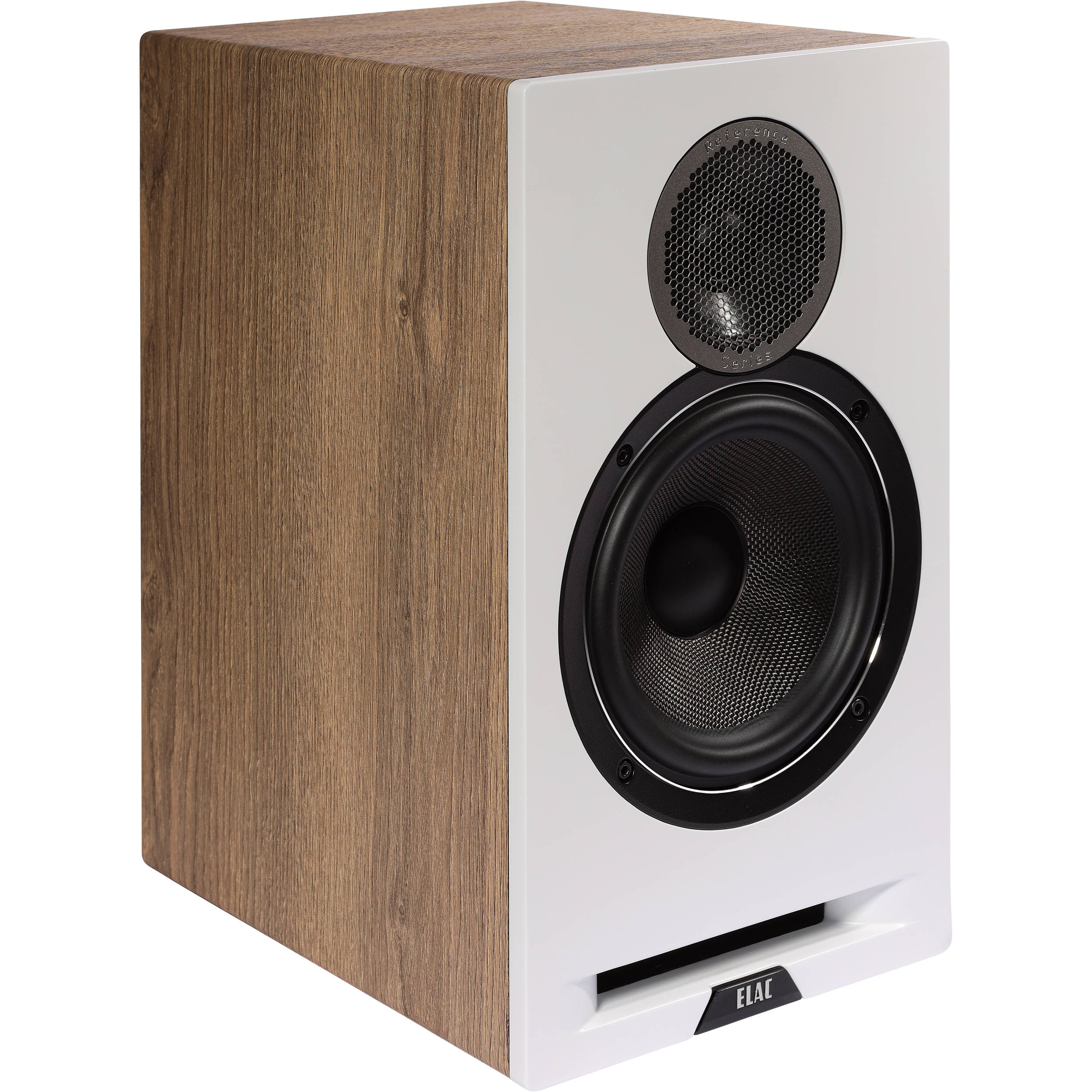 ELAC Debut Reference Two-Way Bookshelf Speaker (Pair, White Baffle, Oak Cabinet) - Image 2