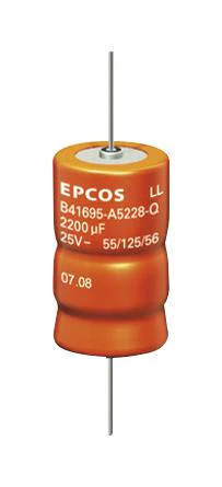 EPCOS B41689A7278Q001 Electrolytic Capacitor, 2700 &micro;F, 40 V, B41689 Series, +30%, -10%, Axial Leaded, 21 mm