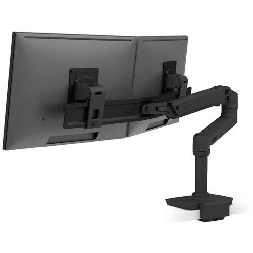 Ergotron LX Desk Dual Direct Arm Mount with Low-Profile Clamp (Matte Black)