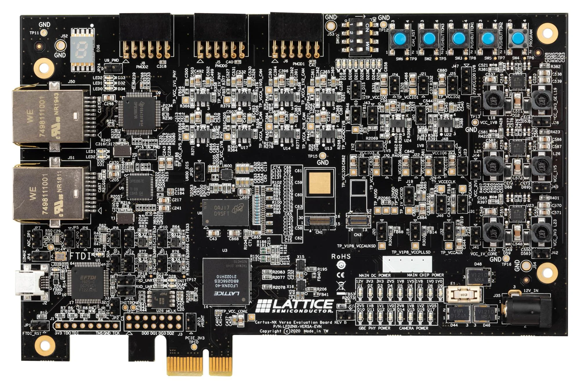 LATTICE SEMICONDUCTOR LFD2NX-VERSA-EVN Evaluation Board, LFD2NX-40-8BG256C, Certus-NX, FPGA