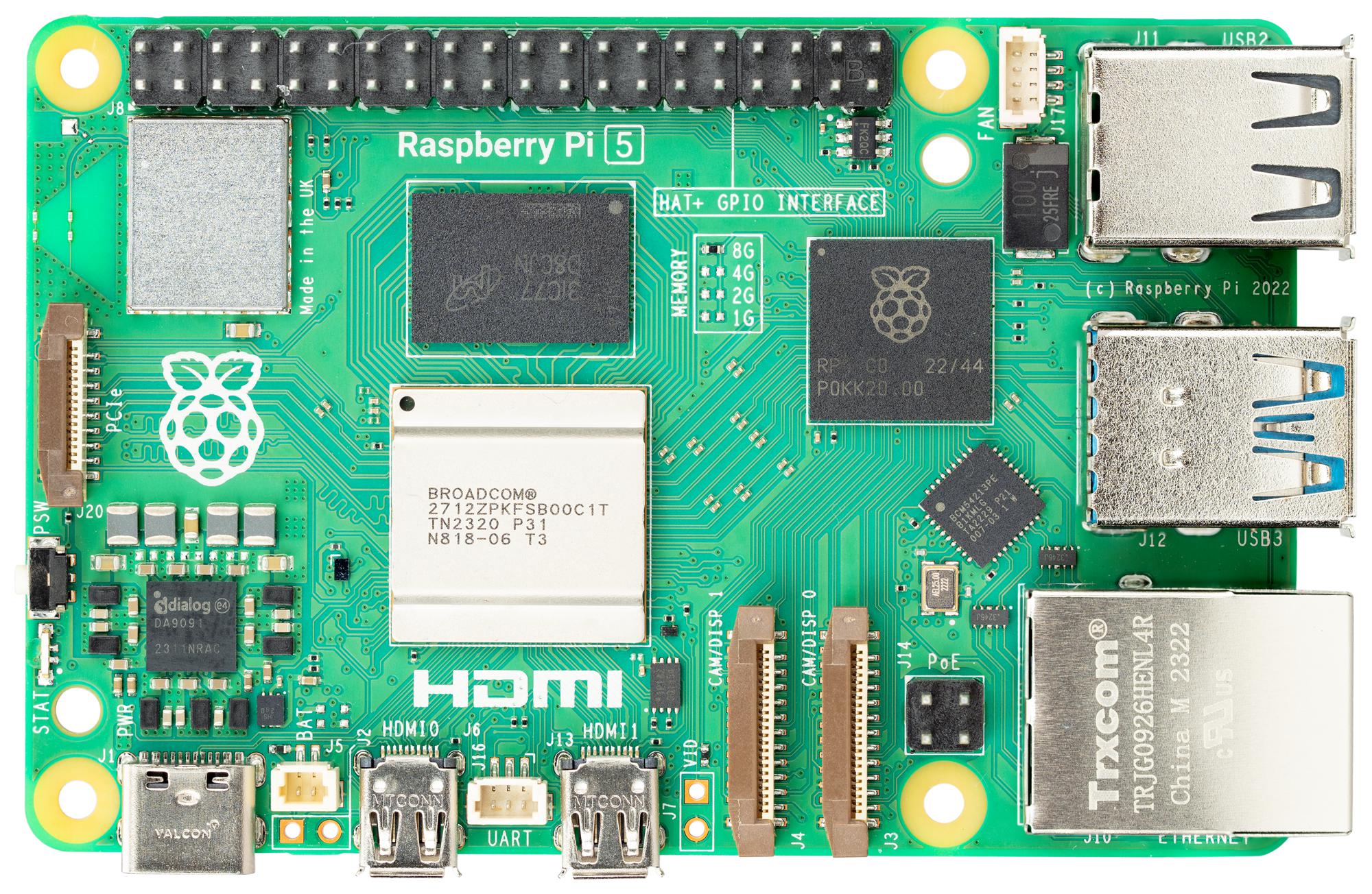 RASPBERRY-PI RPI5-8GB-SINGLE SBC, Raspberry Pi5 8GB, BCM2712, Arm Cortex-A76, 8GB RAM, MicroSD, Wifi, HDMI, Power button GTIN UPC EAN: 5056561803326 - Image 2
