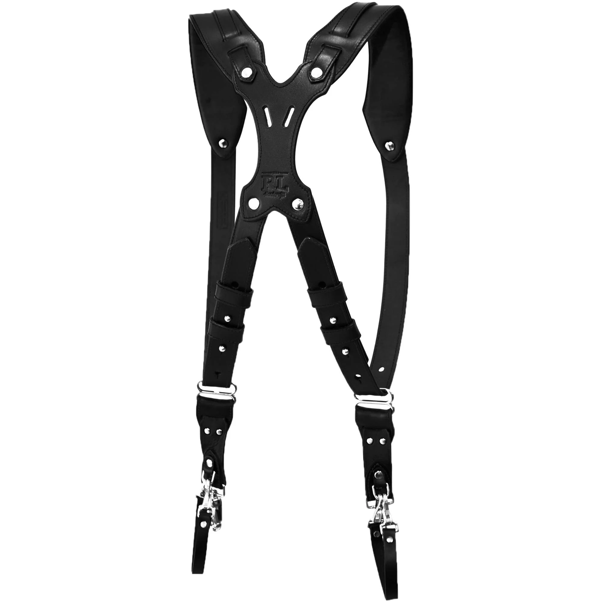 RL Handcrafts Clydesdale Pro-DLX Dual Leather Camera Harness (Large, Jet Black/Black) - Image 12
