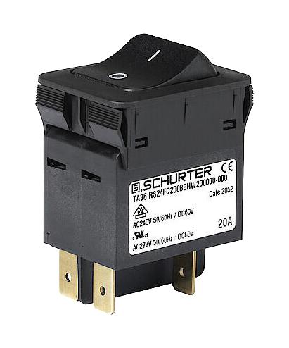 Schurter 3-128-230 3-128-230 Circuit Breaker 2 Pole 16 A 60 VDC TA36 Rocker Series Panel Mount