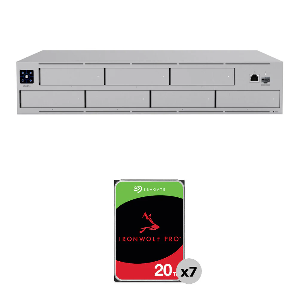 Ubiquiti Networks 140TB UNAS Pro 7-Bay NAS Enclosure Kit with Seagate IronWolf Pro Drives (7 x 20TB)