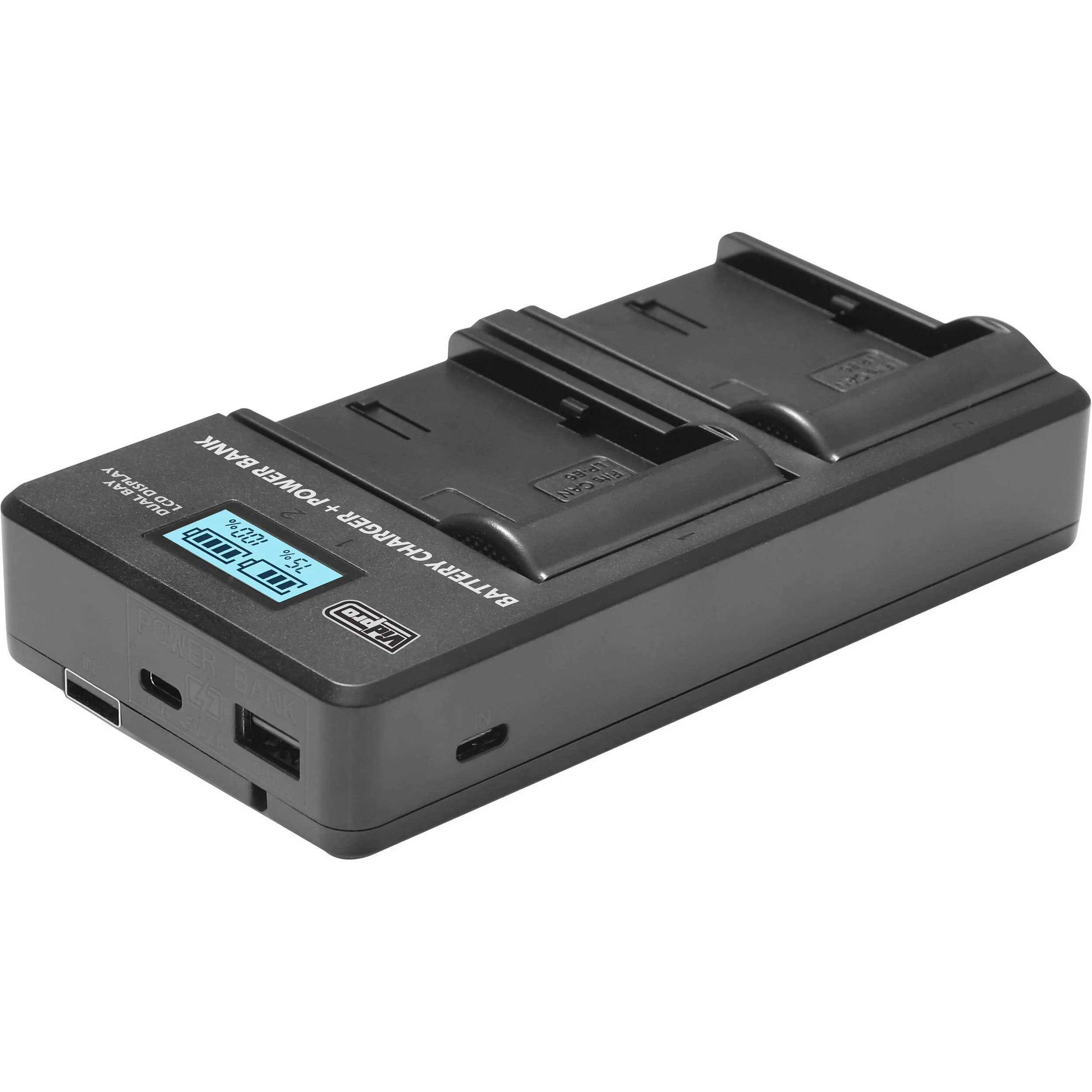 Vidpro VDL-61 Dual Bay LCD Charger with Power Bank for Panasonic DMW-BMB9 - Image 3